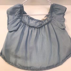 Blue off shoulder crop top